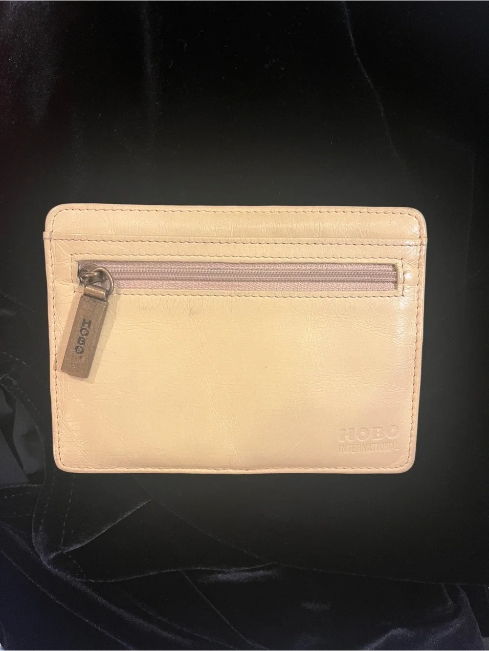 HOBO Euro Slide Soft Leather Card Case Gold Brushed Nickel